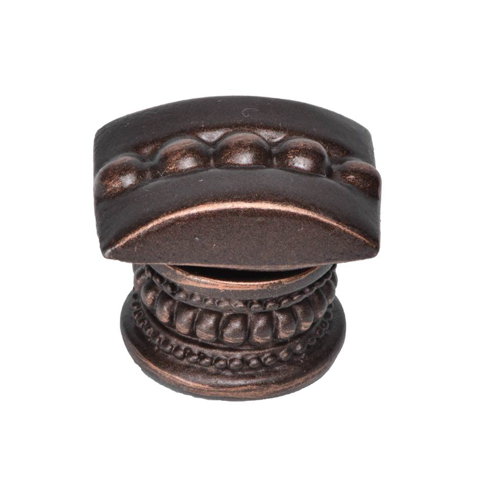 Carpe Diem Hardware - Beaded Center Rectangle Knob And Beaded Treatment On Bottom - Oil Rubbed Bronze