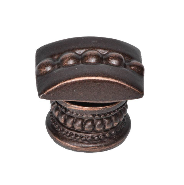 Carpe Diem Hardware - Beaded Center Rectangle Knob And Beaded Treatment On Bottom - Oil Rubbed Bronze