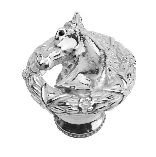 Carpe Diem Hardware - Horse In Classic Laurel Leaf Wreath Knob Left - Chalice