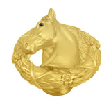 Carpe Diem Hardware - Horse In Classic Laurel Leaf Wreath Knob Left - Gilded Mercury