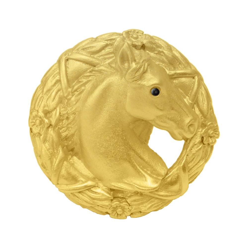 Horse In Classic Laurel Leaf Wreath Knob Right