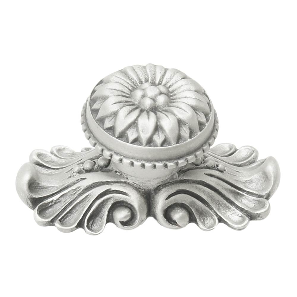 Carpe Diem Hardware - Acanthus Large Knob With Flared Foot Rosette Style With Medium Backplate In Satin. - Satin