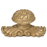 Carpe Diem Hardware - Acanthus Large Knob With Flared Foot Rosette Style With Medium Backplate In Soft Gold. - Soft Gold