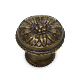 Carpe Diem Hardware - Acanthus Large Knob With Flared Foot Rosette Style In Satin. - Antique Brass