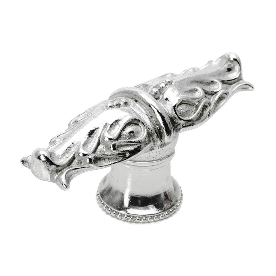 Carpe Diem Hardware - Acanthus Leaves Large Knob With Flared Foot Romanesque Style In Platinum. - Platinum