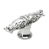 Carpe Diem Hardware - Acanthus Leaves Large Knob With Flared Foot Romanesque Style In Platinum. - Platinum