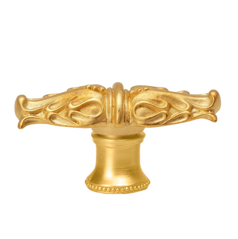 Carpe Diem Hardware - Acanthus Leaves Large Knob With Flared Foot Romanesque Style In Gilded Mercury. - Gilded Mercury