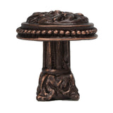 Carpe Diem Hardware - Acanthus and Beaded Large Knob With Column Base Rosette Style - Oil Rubbed Bronze