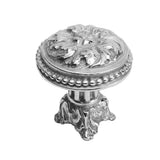 Carpe Diem Hardware - Acanthus and Beaded Large Knob With Column Base Rosette Style In Platinum. - Platinum