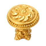 Carpe Diem Hardware - Acanthus and Beaded Large Knob With Column Base Rosette Style In Gilded Mercury. - Gilded Mercury