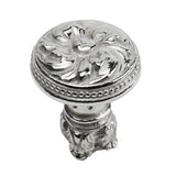 Carpe Diem Hardware - Acanthus and Beaded Medium Knob With Column Base Rosette Style In Platinum. - Platinum