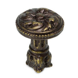 Carpe Diem Hardware - Acanthus and Beaded Medium Knob With Column Base Rosette Style In Antique Brass. - Antique Brass