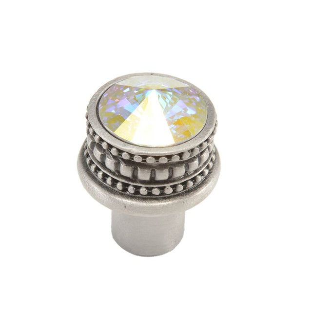 Carpe Diem Hardware - Cache Medium Round Knob With An 18Mm Swarovski Aurore Boreale Crystals - Satin