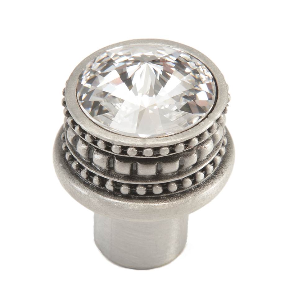 Carpe Diem Hardware - Cache Medium Round Knob With An 18Mm Swarovski Clear Crystals - Satin