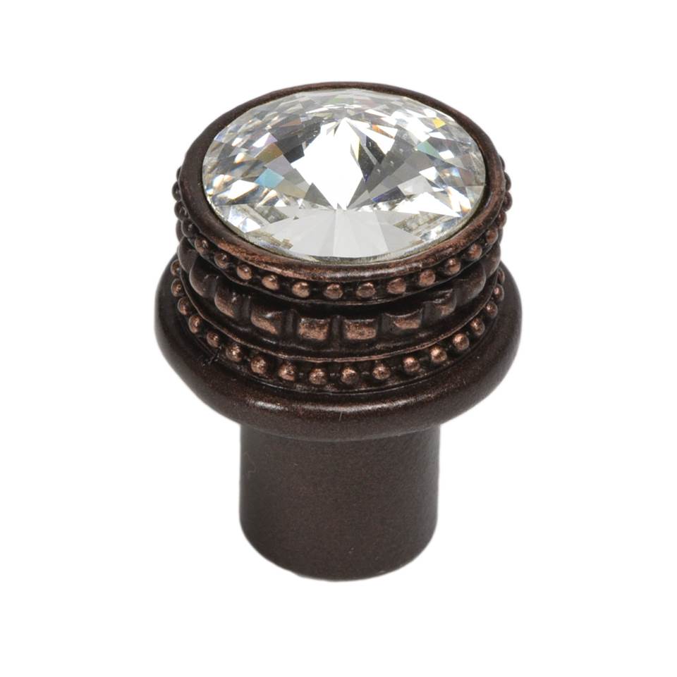 Carpe Diem Hardware - Cache Medium Round Knob With An 18Mm Swarovski Clear Crystals - Oil Rubbed Bronze