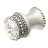 Cache Medium Round Knob With Flared Foot With An 18Mm Swarovski Clear Crystal In Satin.