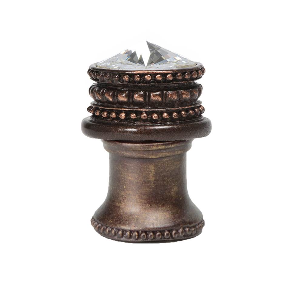 Carpe Diem Hardware - Cache Medium Round Knob With Flared Foot With An 18Mm Swarovski Clear Crystal - Oil Rubbed Bronze