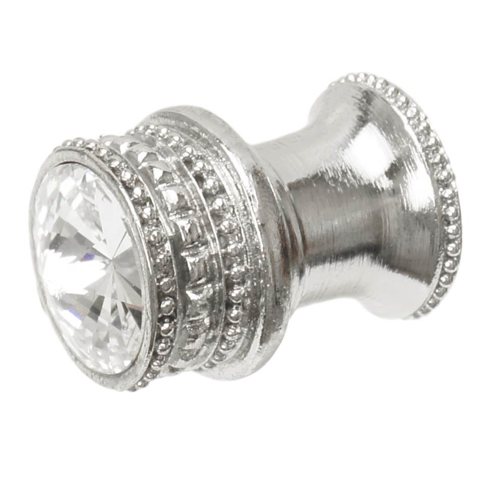 Cache Medium Round Knob With Flared Foot With An 18Mm Swarovski Clear Crystal In Satin.