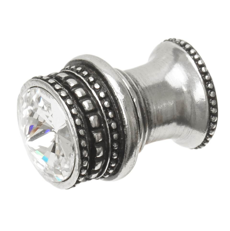 Cache Medium Round Knob With Flared Foot With An 18Mm Swarovski Clear Crystal In Satin.