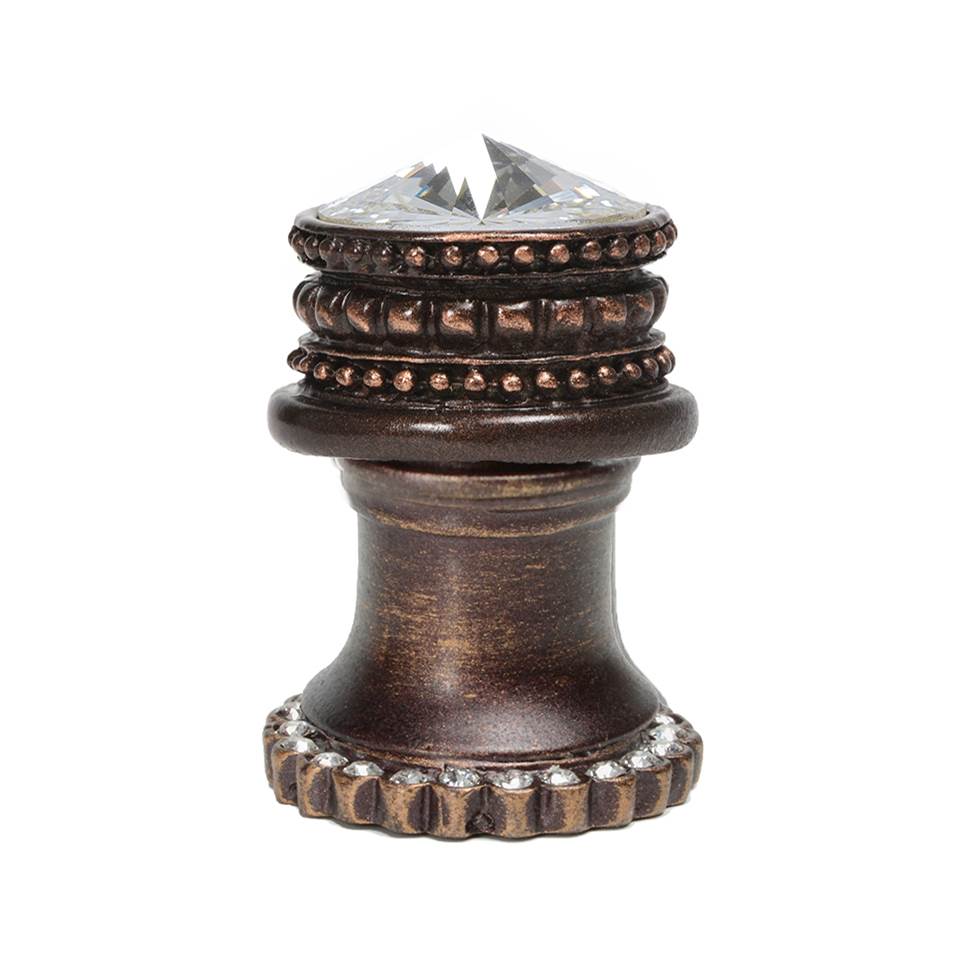 Carpe Diem Hardware - Cache Medium Round Knob With Halo Platform With 24 Swarovski Clear Crystals - Oil Rubbed Bronze