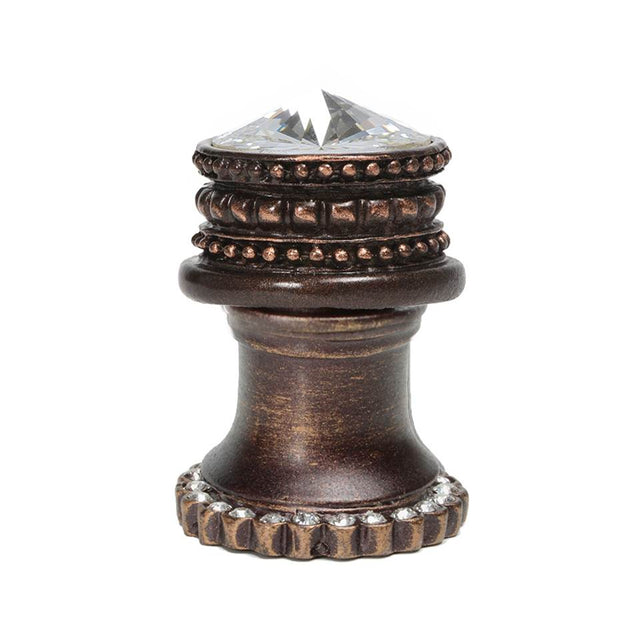 Carpe Diem Hardware - Cache Medium Round Knob With Halo Platform With 24 Swarovski Clear Crystals - Oil Rubbed Bronze