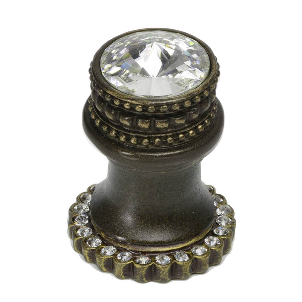Cache Medium Round Knob With Halo Platform With 24 Swarovski Clear Crystals