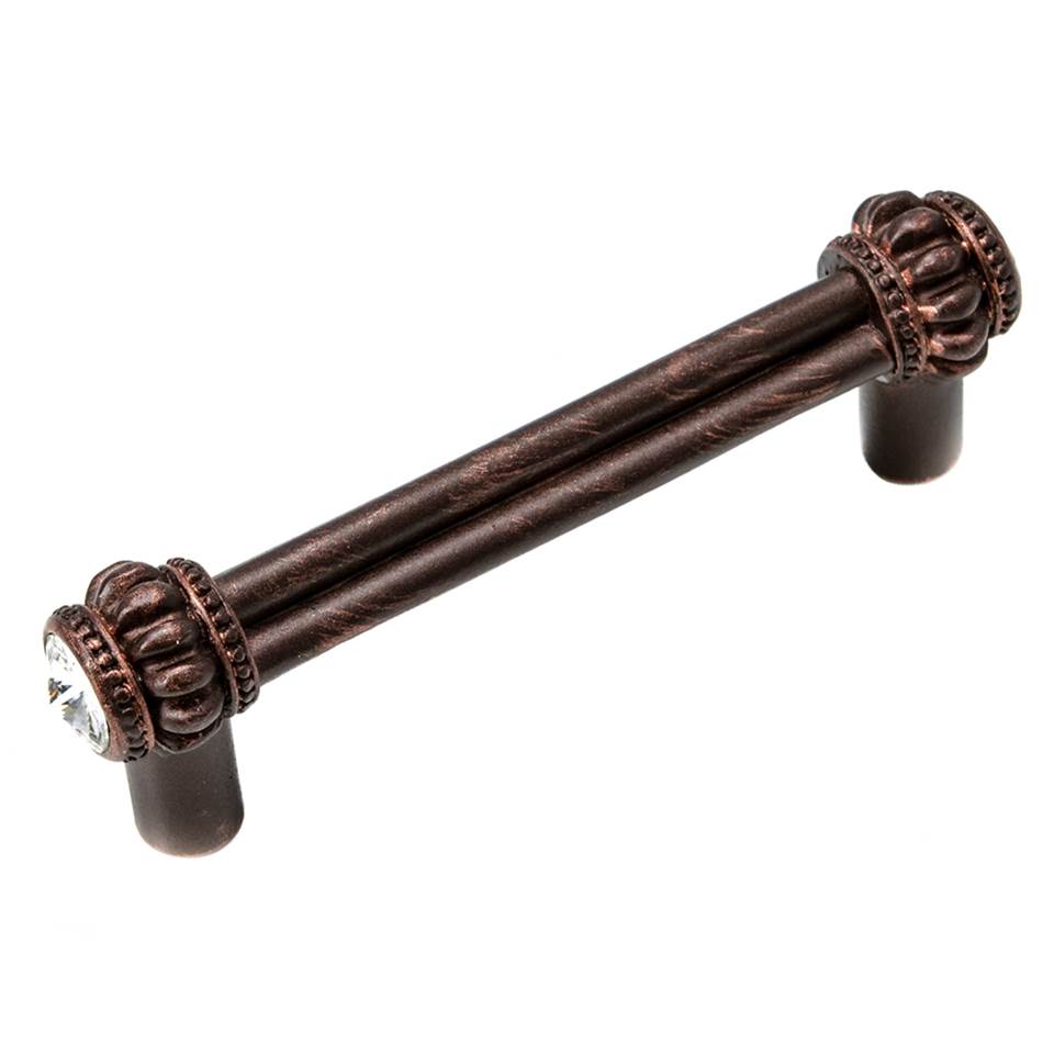Carpe Diem Hardware - Cache Double 3'' O.C. Pull w/ 2 Rivoli Swarovski Crystals - Oil Rub Bronze