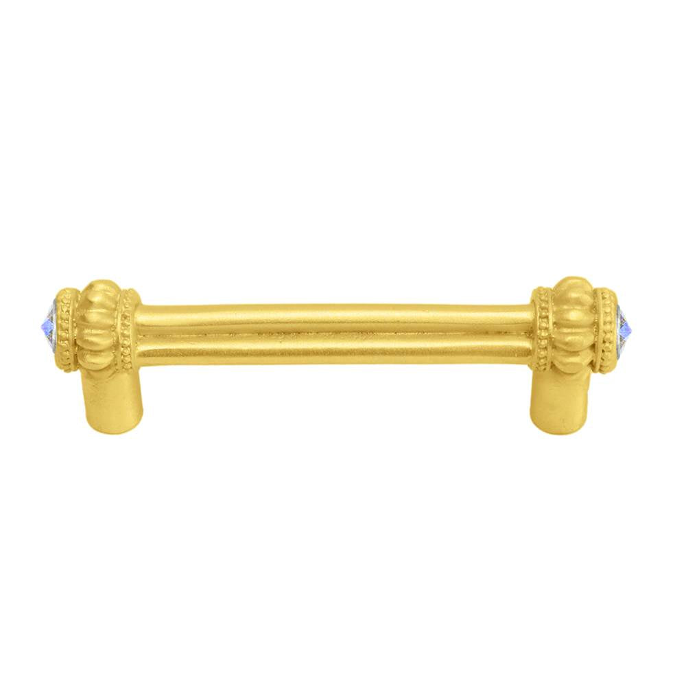 Carpe Diem Hardware - Cache Double 3'' O.C. Pull With 2 Rivoli Swarovski Aurore Boreale Crystals - Gilded Mercury