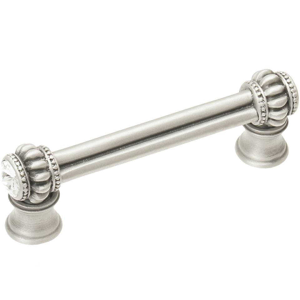 Cache Double 3'' O.C. Pull With Flared Foot With 2 Rivoli Swarovski Clear Crystals In Satin.