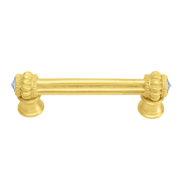 Carpe Diem Hardware - Cache Double 3'' O.C. Pull With Flared Foot With 2 Rivoli Swarovski Aurore Boreale Crystals - Gilded Mercury