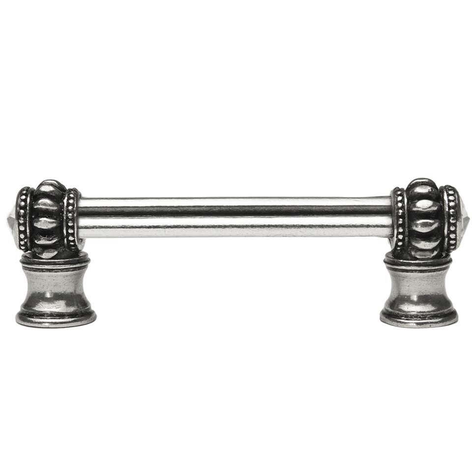 Cache Double 3'' O.C. Pull With Flared Foot With 2 Rivoli Swarovski Clear Crystals In Satin.
