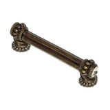 Carpe Diem Hardware - Cache Double 3'' O.C. Pull With Halos Platforms With 40 Swarovski Clear Crystals - Antique Brass