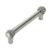 Carpe Diem Hardware - Cache Double 4'' O.C. Pull With 2 Rivoli Swarovski Clear Crystals - Satin