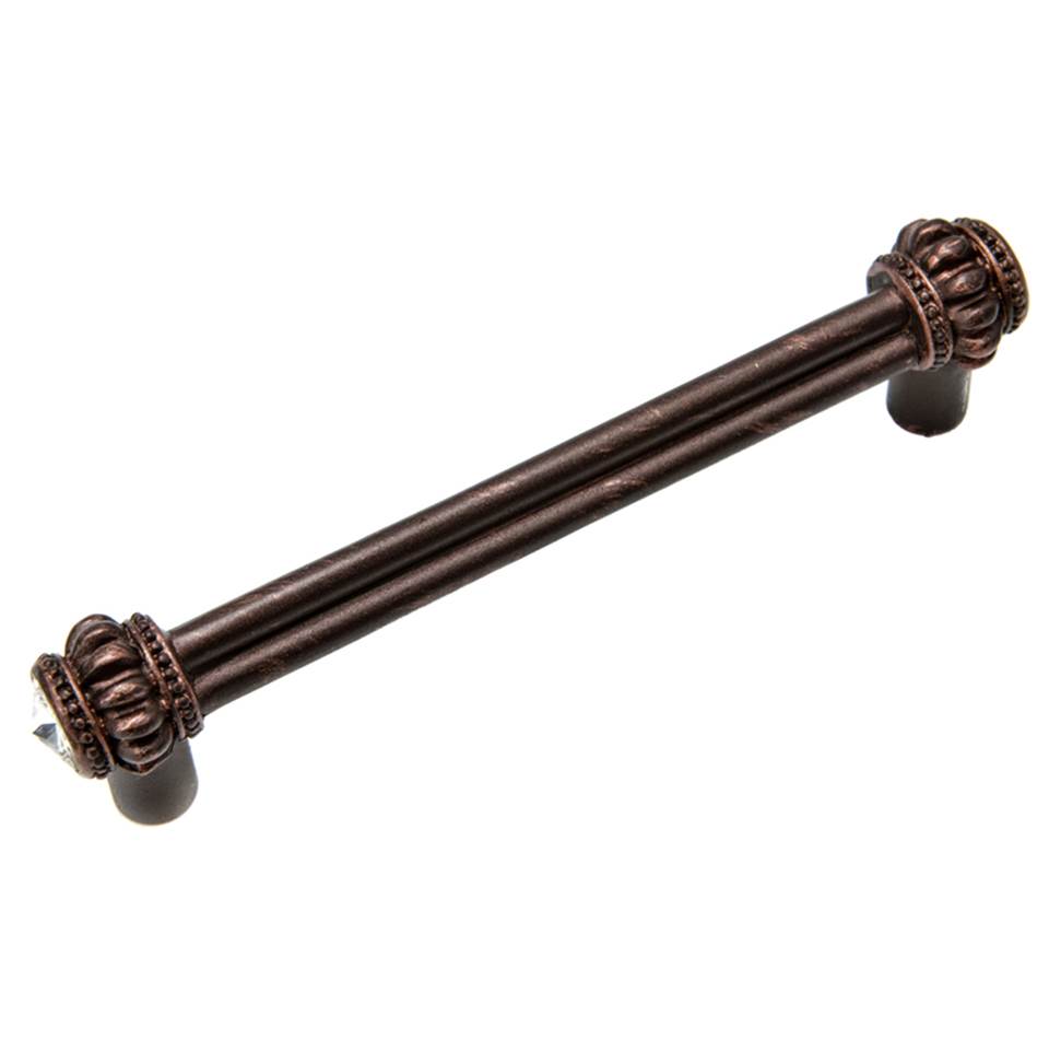 Carpe Diem Hardware - Cache Double 4'' O.C. Pull With 2 Rivoli Swarovski Clear Crystals - Oil Rubbed Bronze