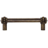 Carpe Diem Hardware - Cache Double 4'' O.C. Pull w/ 2 Rivoli Swarovski Crystals - Antique Brass