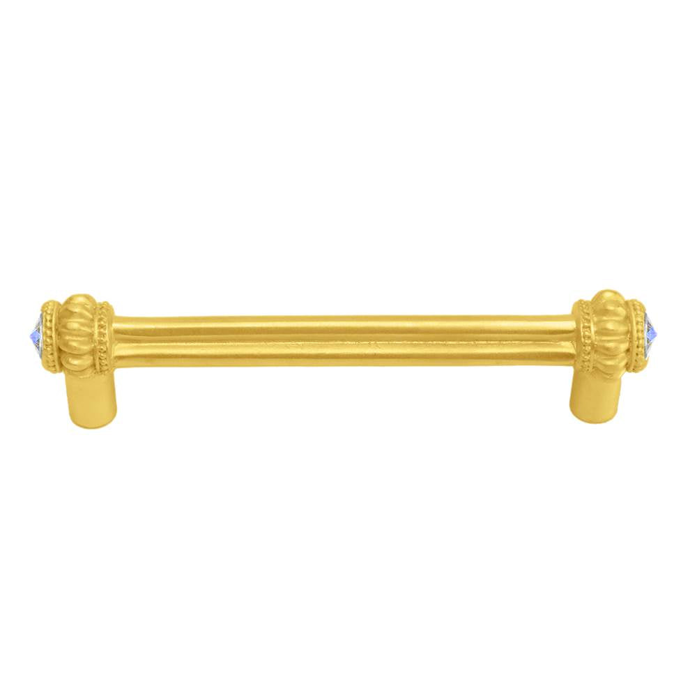 Carpe Diem Hardware - Cache Double 4'' O.C. Pull With 2 Rivoli Swarovski Aurore Boreale Crystals - Gilded Mercury