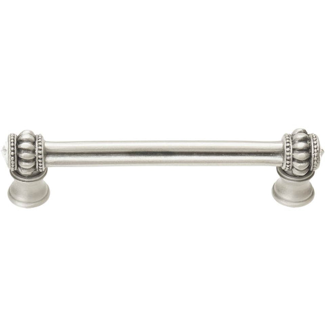 Carpe Diem Hardware - Cache Double 4'' O.C. Pull With Flared Foot With 2 Rivoli Swarovski Clear Crystals In Satin. - Satin