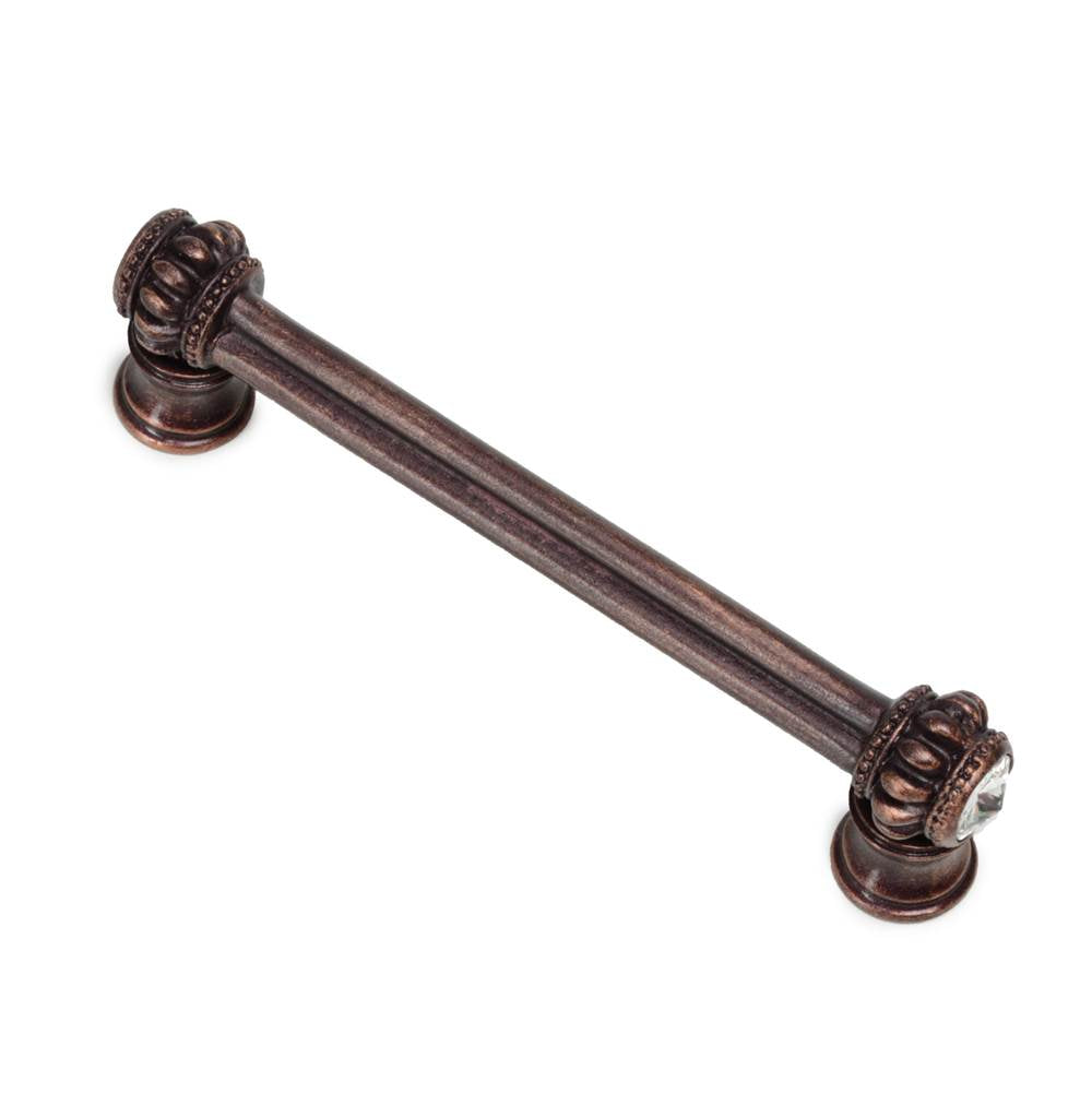 Carpe Diem Hardware - Cache Double 4'' O.C. Pull w/ Flared Foot w/ 2 Rivoli Swarovski Crystals - Soft Gold