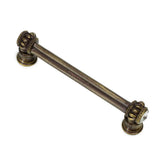 Carpe Diem Hardware - Cache Double 4'' O.C. Pull With Flared Foot With 2 Rivoli Swarovski Clear Crystals In Antique Brass. - Antique Brass