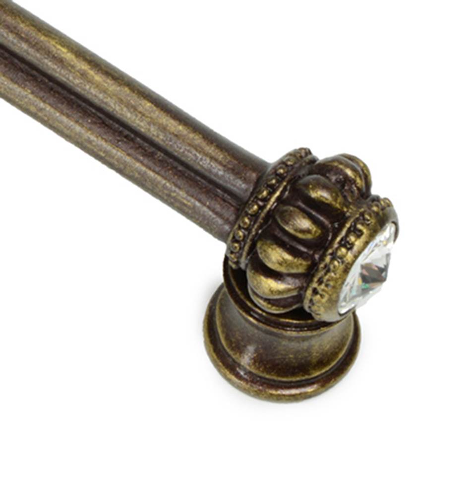 Cache Double 4'' O.C. Pull With Flared Foot With 2 Rivoli Swarovski Clear Crystals In Satin.