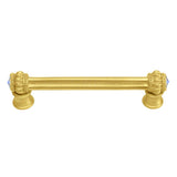 Carpe Diem Hardware - Cache Double 4'' O.C. Pull With Flared Foot With 2 Rivoli Swarovski Aurore Boreale Crystals - Gilded Mercury