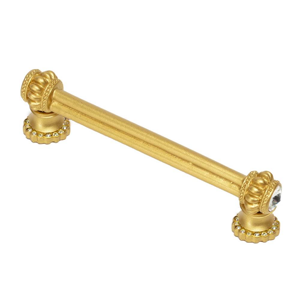 Carpe Diem Hardware - Cache Double 4'' O.C. Pull With Halos Platforms With 40 Swarovski Clear Crystals - Gilded Mercury