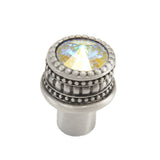 Carpe Diem Hardware - Cache Medium Round Knob With An 16Mm Rivoli Swarovski Aurore Boreale Crystal - Satin