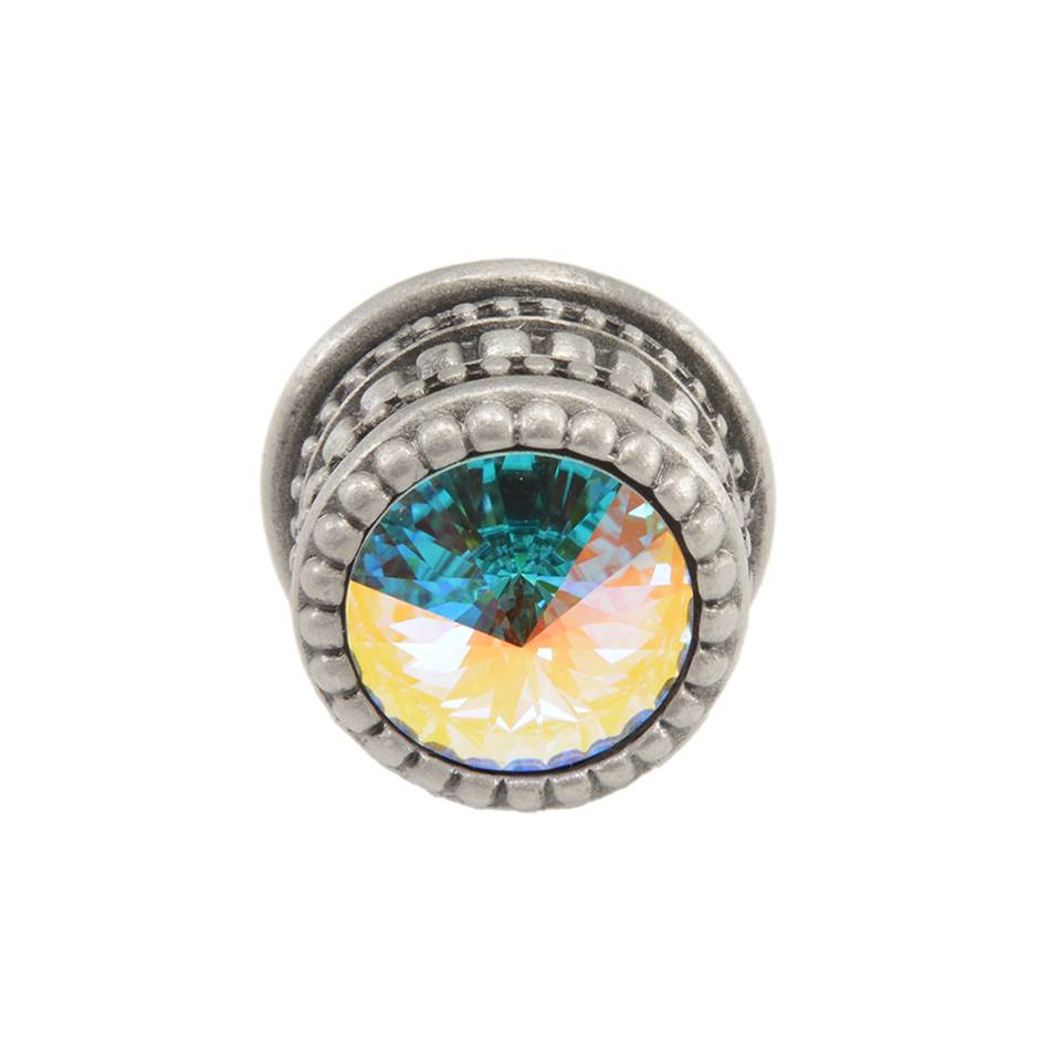 Cache Medium Round Knob With An 16Mm Rivoli Swarovski Aurore Boreale Crystal