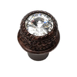 Carpe Diem Hardware - Cache Medium Round Knob With An 16Mm Rivoli Swarovski Clear Crystal - Oil Rubbed Bronze
