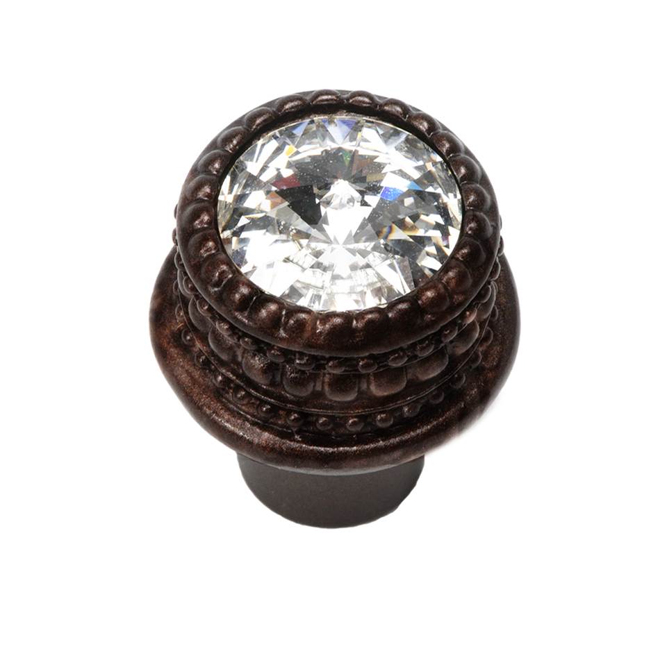Carpe Diem Hardware - Cache Medium Round Knob w/ An 16Mm Rivoli Swarovski Crystal - Oil Rub Bronze