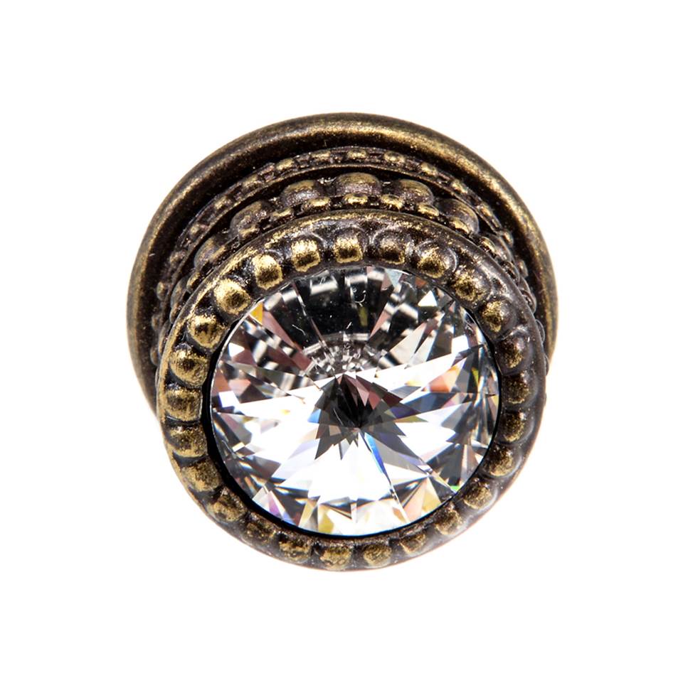 Cache Medium Round Knob With An 16Mm Rivoli Swarovski Clear Crystal