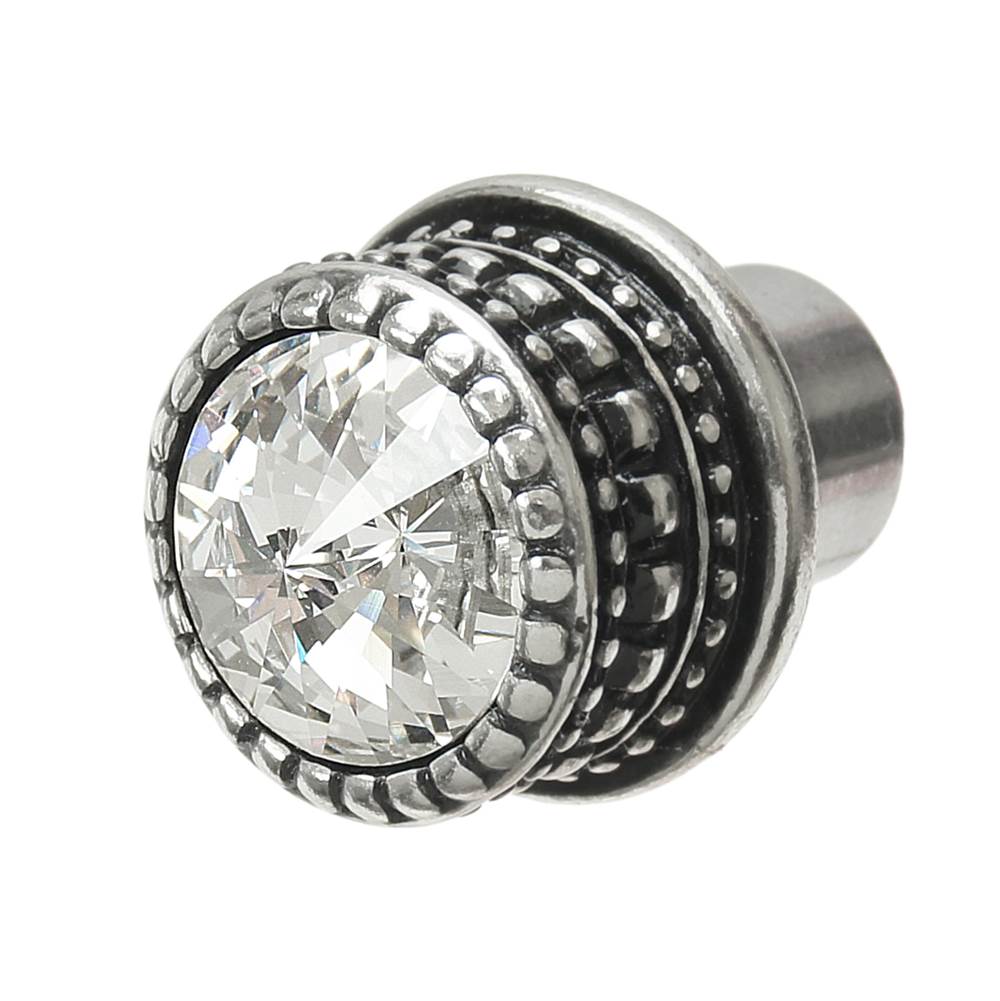 Cache Medium Round Knob With An 16Mm Rivoli Swarovski Clear Crystal