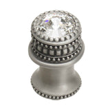 Carpe Diem Hardware - Cache Medium Round Knob With Flared Foot With An 16Mm Swarovski Clear Crystal In Satin. - Satin