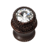 Carpe Diem Hardware - Cache Medium Round Knob With Flared Foot With An 16Mm Swarovski Clear Crystal - Oil Rubbed Bronze